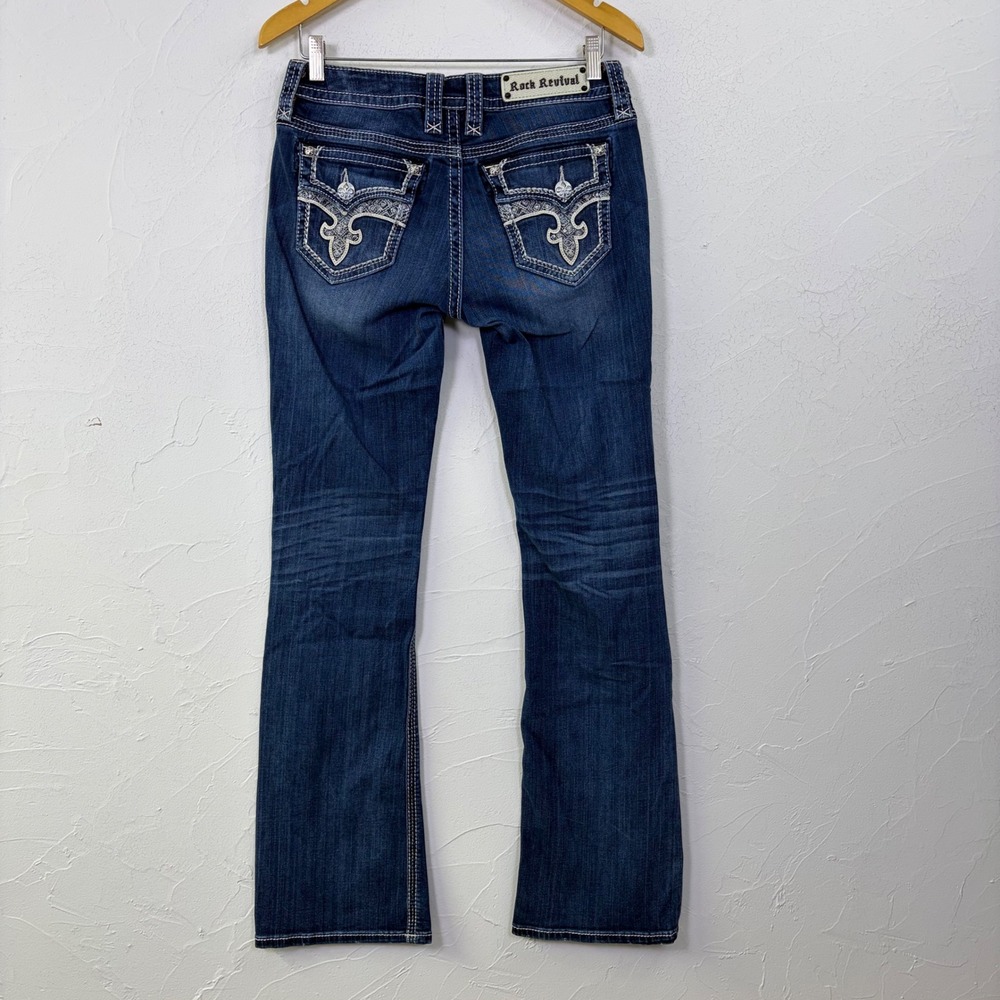 Rock Revival Arlene Bootcut Jeans Womens 29 Dark Wash Embroidered Flap Pocket